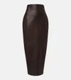 Rick Owens Panelled Leather Midi Skirt In Brown