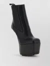 Rick Owens Leather Platform Ankle Boots In Black