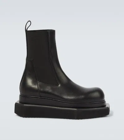 Rick Owens Leather Platform Boots In Black