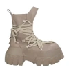 Rick Owens Leather Platform Boots In Nude
