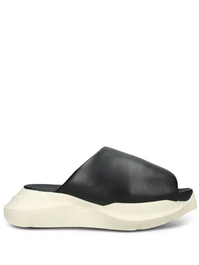 RICK OWENS LEATHER PLATFORM SLIDES