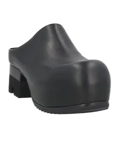 Rick Owens Leather Platform Slippers In Black
