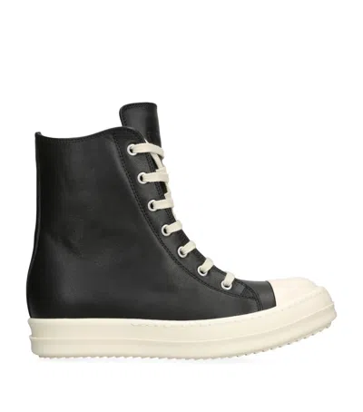 RICK OWENS LEATHER PORTERVILLE HIGH-TOP SNEAKERS