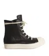 Rick Owens Men's Blk/white Mega Bumper High-top Leather Trainers In Black