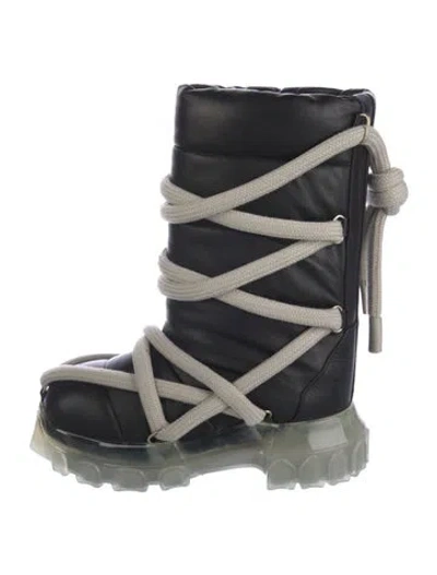 Pre-owned Rick Owens Leather Rain Boots In Black