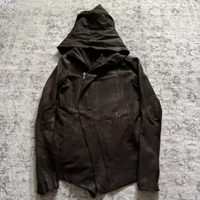 Pre-owned Rick Owens Leather Rider Wizard Jacket Brown | Size 42