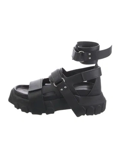 Pre-owned Rick Owens Leather Sandals In Black