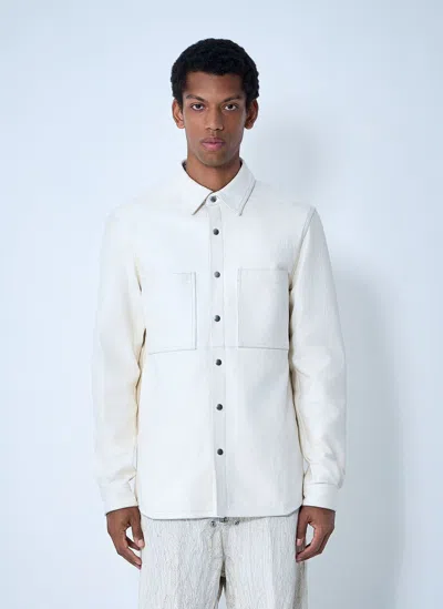 Rick Owens Leather Shirt In White