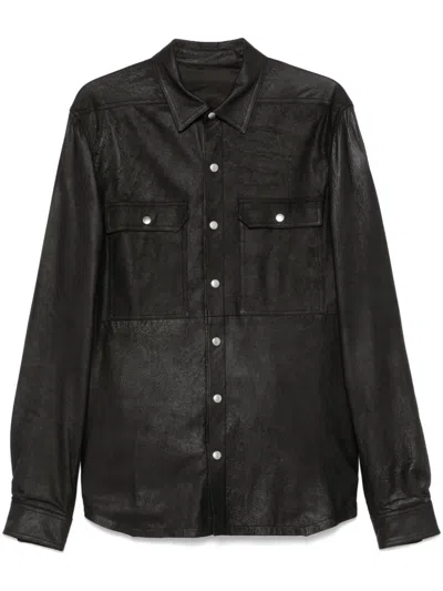 RICK OWENS LEATHER SHIRT JACKET