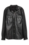 Rick Owens Black Porterville Outershirt Leather Jacket In Black