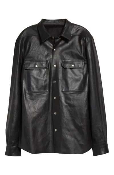 RICK OWENS RICK OWENS LEATHER SHIRT JACKET