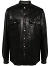 Rick Owens Black Porterville Outershirt Leather Jacket In Black