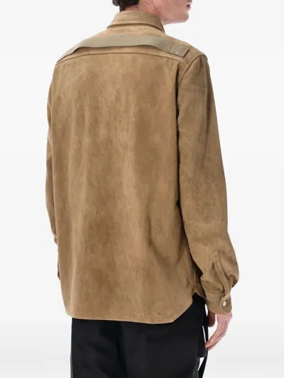 Rick Owens Leather Shirt Jacket In Brown
