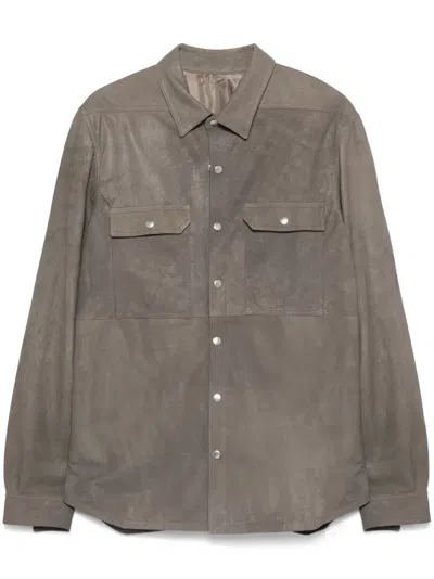 RICK OWENS LEATHER SHIRT JACKET