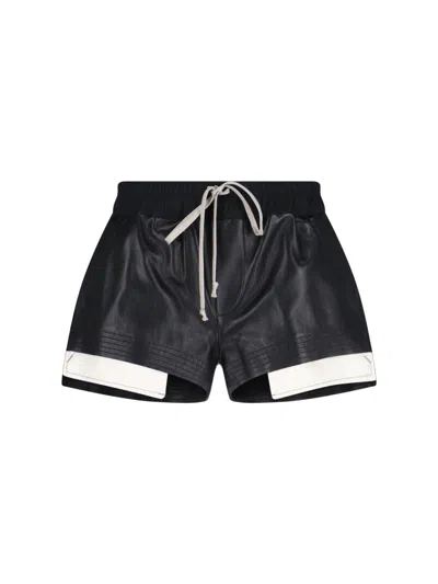 Rick Owens Leather Shorts In Black  