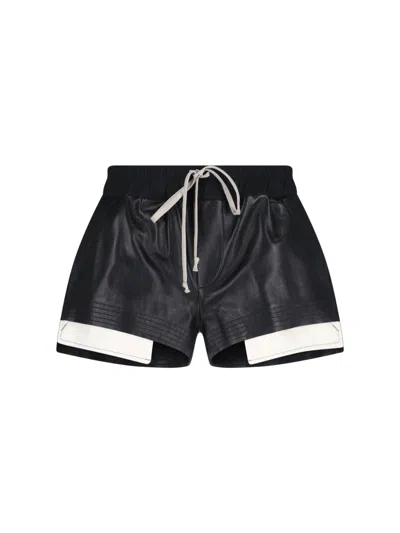 Rick Owens Fog Leather Shorts In Black