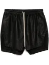 Rick Owens Mens Black Side-split Relaxed-fit Leather Shorts In Black