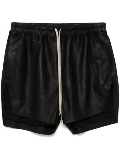 Rick Owens Leather Shorts In Black