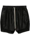 Rick Owens Mens Black Side-split Relaxed-fit Leather Shorts In Black