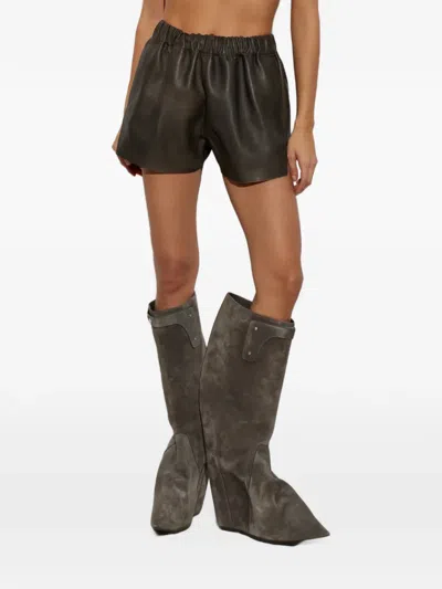 Rick Owens Leather Shorts In Black