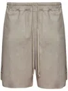 Rick Owens Leather Shorts In Grey