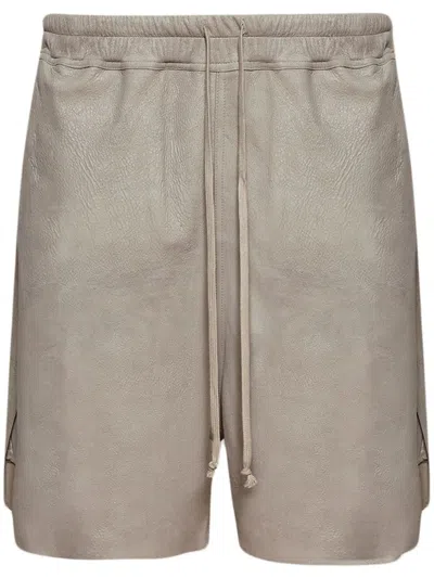 Rick Owens Leather Shorts In Grey