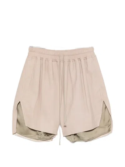 Rick Owens Leather Shorts In Neutral