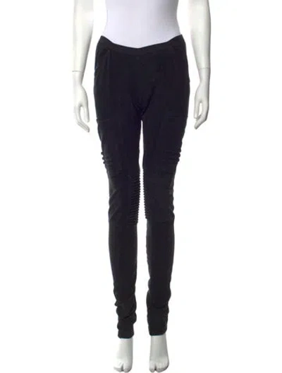 Pre-owned Rick Owens Leather Skinny Leg Pants In Black