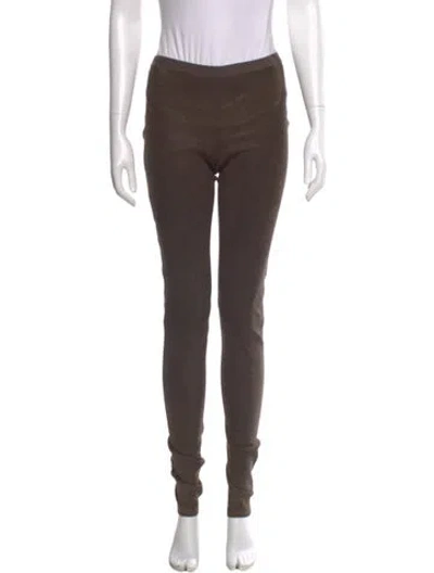 Pre-owned Rick Owens Leather Skinny Leg Pants In Brown
