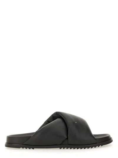 Rick Owens Leather Slide Sandal In Black