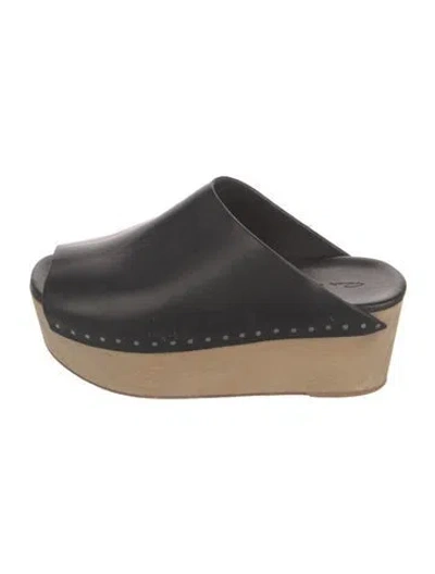Pre-owned Rick Owens Leather Slides In Black