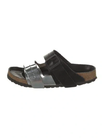Pre-owned Rick Owens Leather Slides In Black