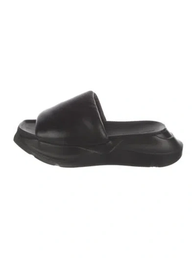 Pre-owned Rick Owens Leather Slides In Black