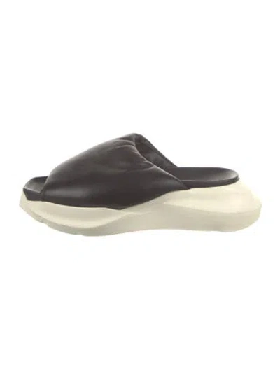 Pre-owned Rick Owens Leather Slides In Black