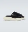 Rick Owens Chunky Sole Slip-on Leather Sandals In Black/milk