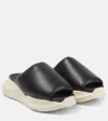 Rick Owens Geth Leather Platform Slides In Black/milk/milk