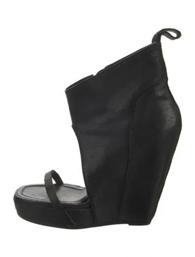 Pre-owned Rick Owens Leather Slingback Sandals In Black