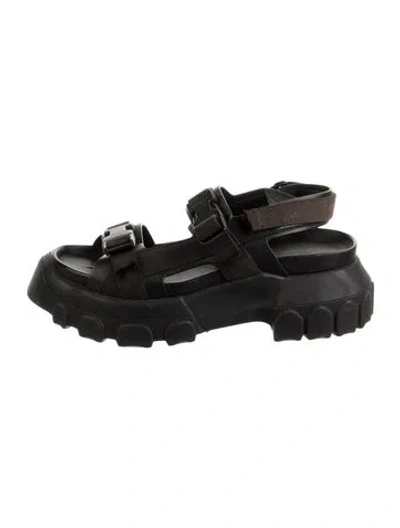 Pre-owned Rick Owens Leather Slingback Sandals In Black