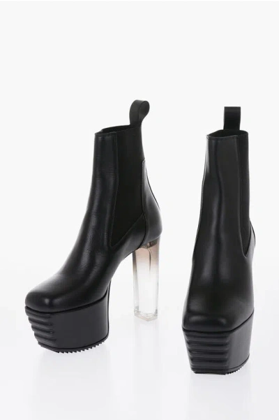 Rick Owens Leather Slip-on Ankle Boots With Sheer Heel In Black