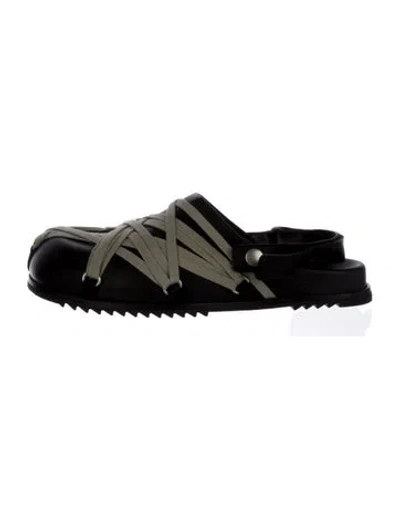 Pre-owned Rick Owens Leather Slippers In Black