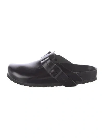 Pre-owned Rick Owens Leather Slippers In Black