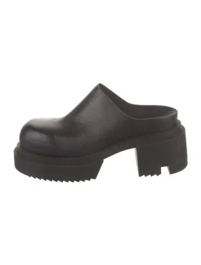 Pre-owned Rick Owens Leather Slippers In Black
