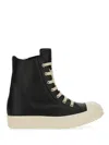 Rick Owens Leather Sneaker In Black
