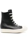 Rick Owens Leather Sneakers In 黑色