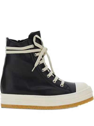 Rick Owens Leather Sneakers In Black