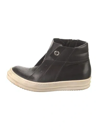 Pre-owned Rick Owens Leather Sneakers In Black