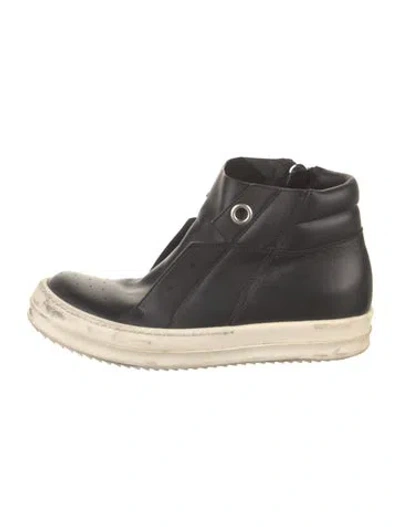 Pre-owned Rick Owens Leather Sneakers In Black