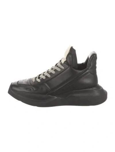 Pre-owned Rick Owens Leather Sneakers In Black