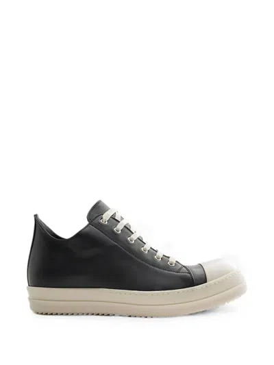 Rick Owens Ramones Full-grain Leather And Rubber Sneakers In Black
