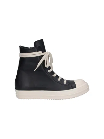 Rick Owens Leather Sneakers In Black